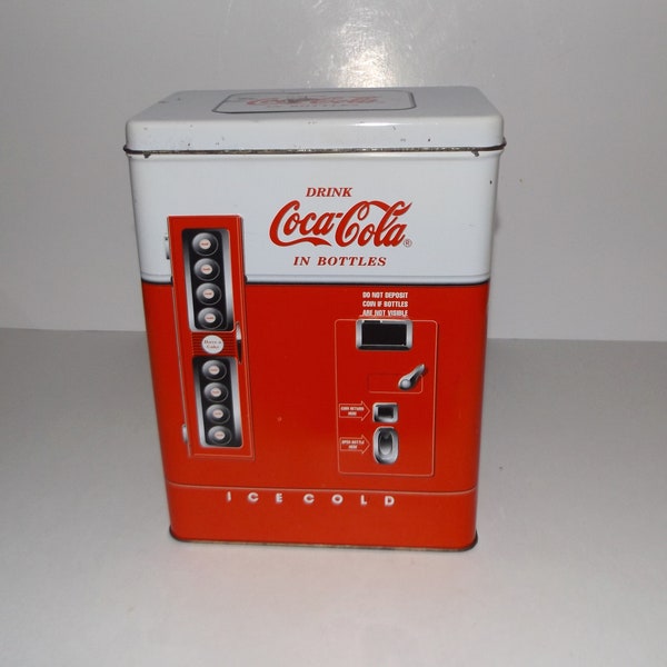 1997 Coca Cola Vending Machine Tin Hinged Box (50’s Coke Machine Replica)