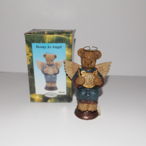 1998  Vintage Bear Angel Figurine, Youngs, Inc. "Benny As Angel" #99941 New Other