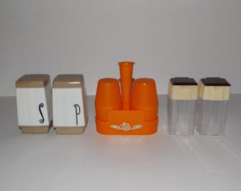 3 Vintage Sets Retro Plastic Salt and Pepper Shakers