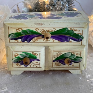 Vintage Dollhouse Hand Painted Wooden Dresser for Bedroom Chest of Drawers 5 1:12, Gift for Daughter Collector Christmas Stocking Stuffer