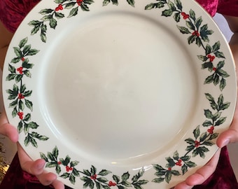 Vintage formaliteiten hulstbes dinerbord 10,5" Baum Bros kerst porselein kerstbord vakantie tafel vintage kerstcadeau voor haar