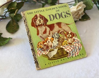 Vintage 1952 First Edition Little Golden Book of Dogs Illustrated Children's Books about Dogs, Christmas Gift for Kid Daughter Son