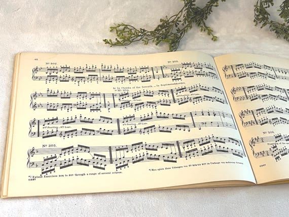 1911 Antique Sheet Music: Herz Scales and Exercises for the Pianoforte in English and German Schirmer's Library of Musical Classics DAMAGE