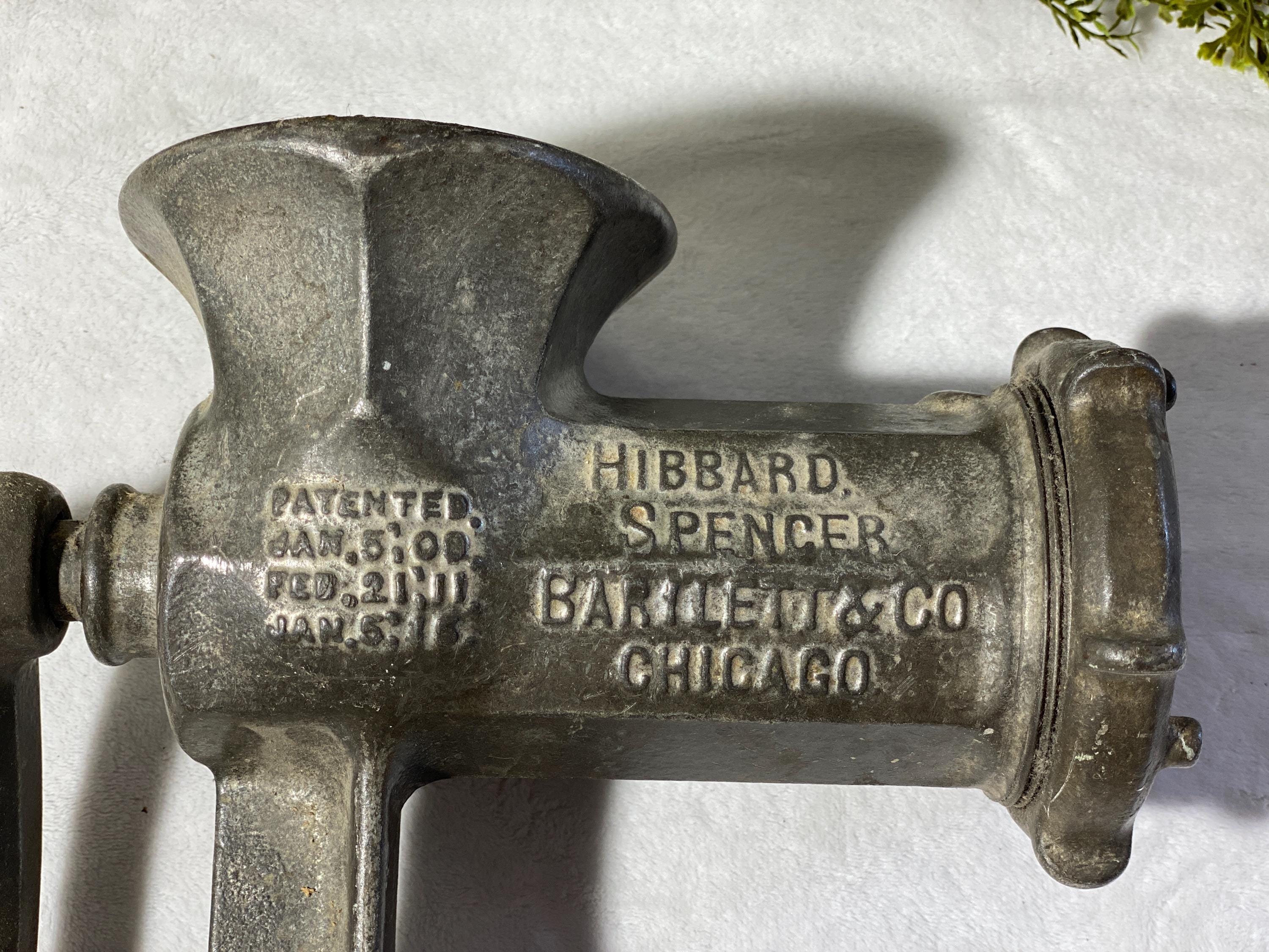 1915 Antique Cast Iron Meat Grinder OVB Meat Chopper No 80 Hibbard