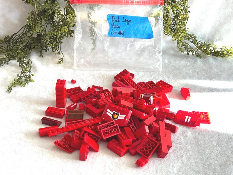 Red Legos 1/2 Lb Assorted Lego Bricks 8oz Building Block Pieces Plastic ...