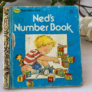 Vintage 1981 First Edition First Little Golden Book Ned&#39;s Number Book Illustrated Childrens Book of Numbers, Christmas Gift for Kid - E
