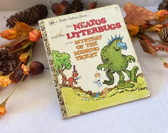 Vintage 1976 Little Golden Book The Neatos and the Litterbugs Mystery of the Missing Ticket Illustrated Children's Book Kid Christmas Gift E