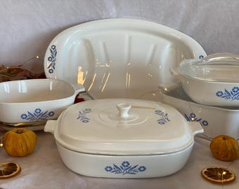 Vintage Blaue Kornblume Corning Ware Fleischplatte Überzogenes Gemüsegericht Corningware Keramik Kasserolle Servierteller Einweihungsparty Geschenk