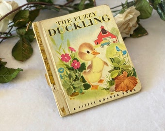 Vintage 1949 First Edition Little Golden Book The Fuzzy Duckling Illustrated Children's Book Werner, Christmas Gift for Kid Daughter Son