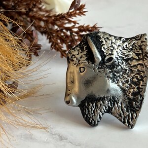 Quincaillerie vintage : Bouton de tiroir tête de bélier cowboy Dimestore, en métal argenté, fabriqué aux États-Unis