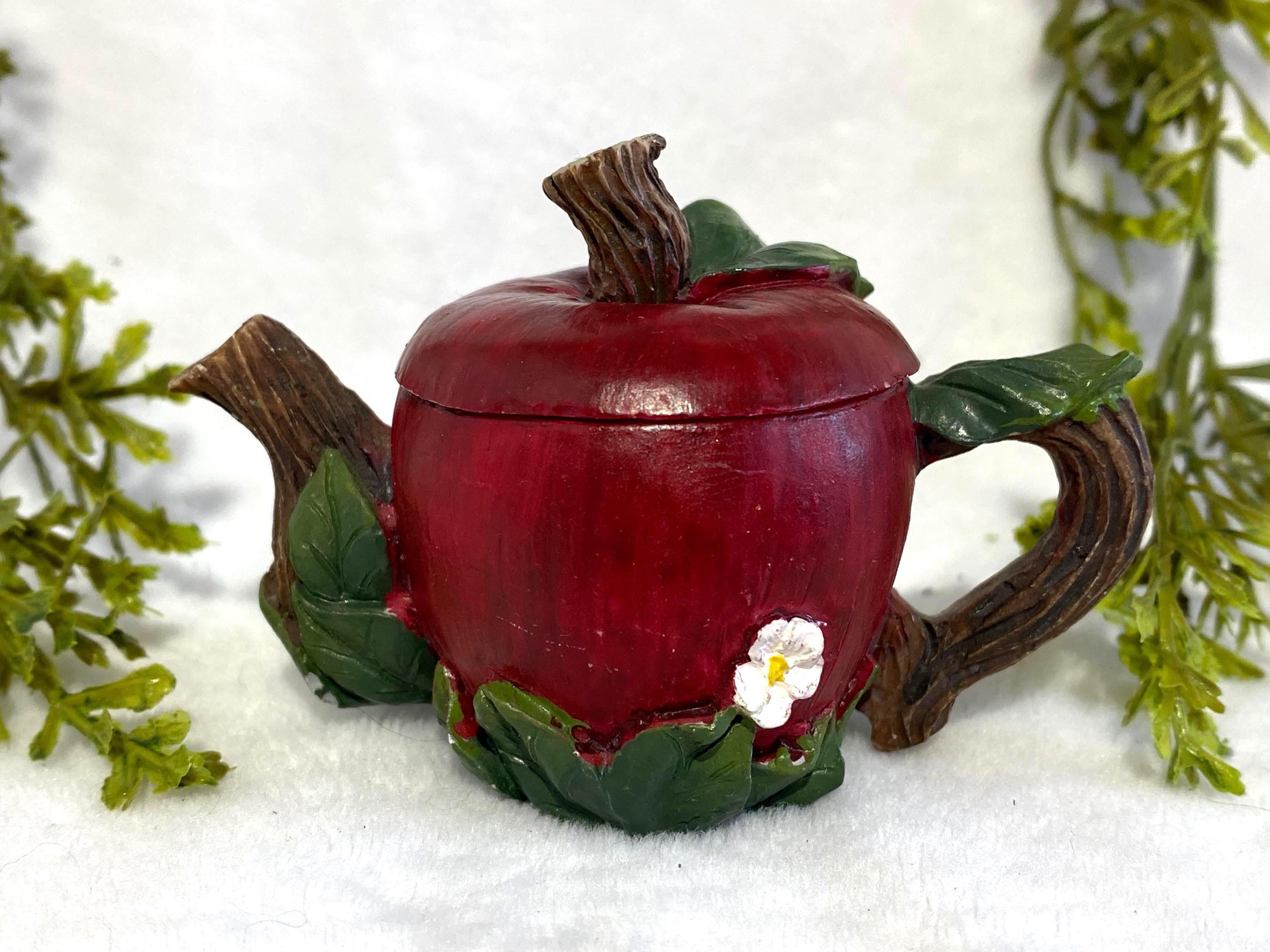 Vintage Miniature Teapot Apple Teapot Figurine Tiny Teapot Cute Figurine Vintage Ceramic Collectibles Vintage Trinket Tchotchke Gift for Her