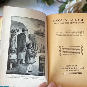 1927 First Edition Honey Bunch Her First Trip on the Ocean Vintage Childrens Book Helen Louise Thorndyke Grosset Dunlap Made in USA WWI Book