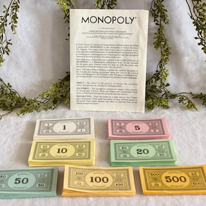 Vintage 1985 Monopoly Money and Instructions Vintage Board Game 1980s Board Game Replacement Pieces Vintage Gift