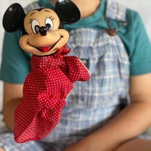 希少なヴィンテージディズニーミニーマウスハンドパペットミニーパペットウォルトディズニー古いハンドパペット、おもちゃコレクターへのヴィンテージクリスマスギフト