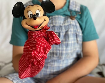 RARE Vintage Disney Minnie Mouse Hand Puppet Minnie Puppet Walt Disney Old Hand Puppet, Vintage Christmas Gift for Toy Collector