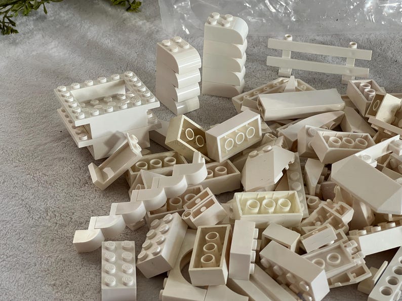 White Legos 1/2 Lb Assorted Lego & Compatible Bricks 8oz Building Block ...
