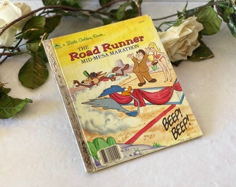 Vintage 1985 First Edition Little Golden The Road Runner Mid-Mesa Marathon Illustrated Children's Book, Christmas Gift for Kid Daughter Son