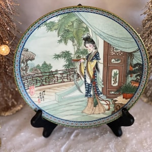 Hand Painted ORIGINAL Vintage Miao-Yu Plate Beauties of the Red Mansion Zhao Huimin Home Decor Decorative Plate Asian Decor Christmas Gift