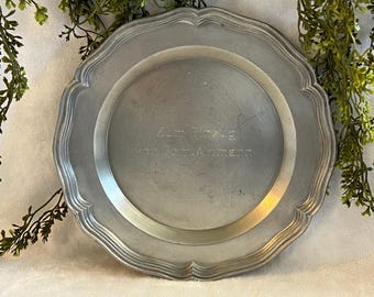 Vintage Pewter Plate Guild of German Pewterers Seal Handwerks Siegel Zum Einzug von Familie Artmann Housewarming