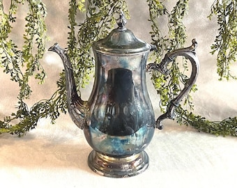 Vintage Ornate Silverplate Footed Teapot with Hinged Lid Vintage Tea Party