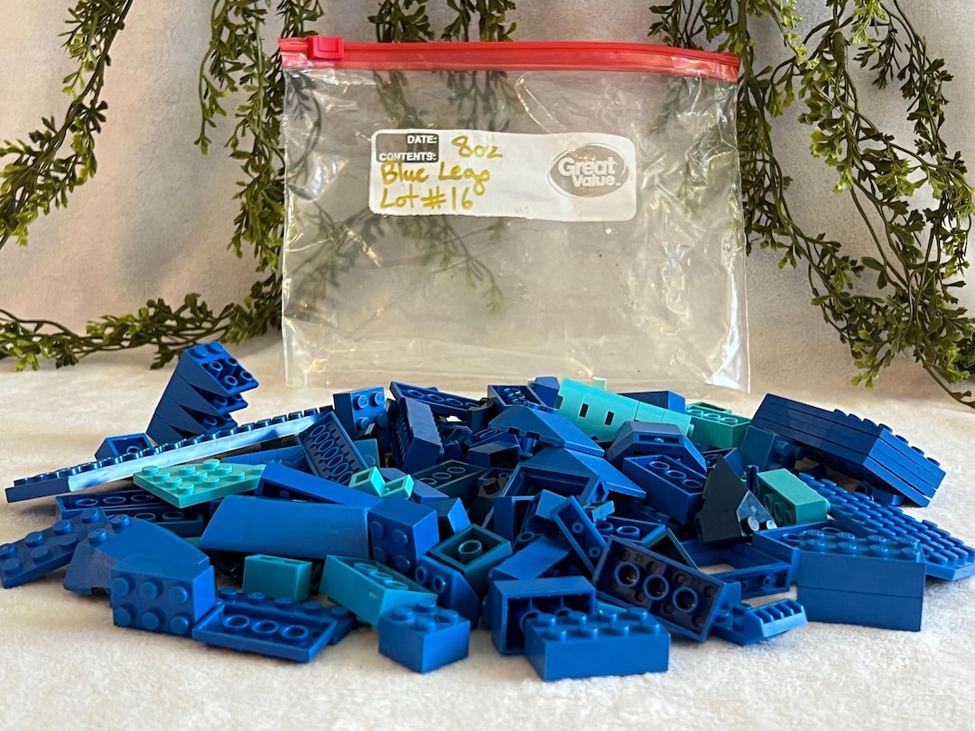 Blue Legos 1/2 Lb Assorted Lego & Compatible Bricks 8oz Building Block ...