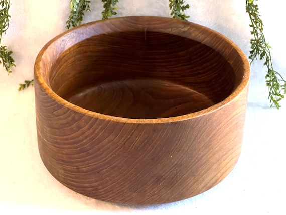 Vintage Teak Wood Salad Bowl 10" Wooden Serving Bowl Made in Thailand