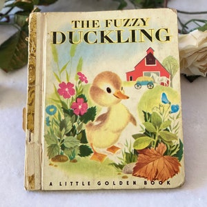 Primera edición vintage de 1949 El patito peludo Pequeño libro dorado Libro infantil ilustrado Werner Regalo de Navidad para niño Hija Hijo - E
