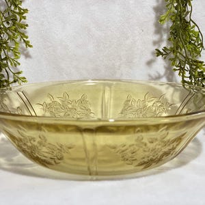 vintage dépression verre ambre bol de service Sharon chou rose vintage Berry bol vintage décor jaune verre vintage cadeau de pendaison de crémaillère