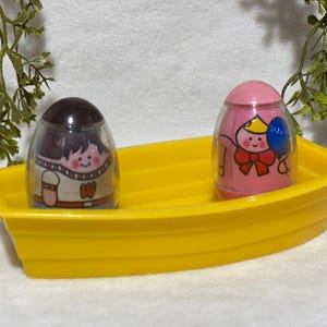 Barca a remi Weebles vintage del 1973, giocattolo vintage per bambini e bambine, rosa, Weeble Wobble, regalo vintage per bambini, nostalgia anni &#39;70, grazioso giocattolo in miniatura.