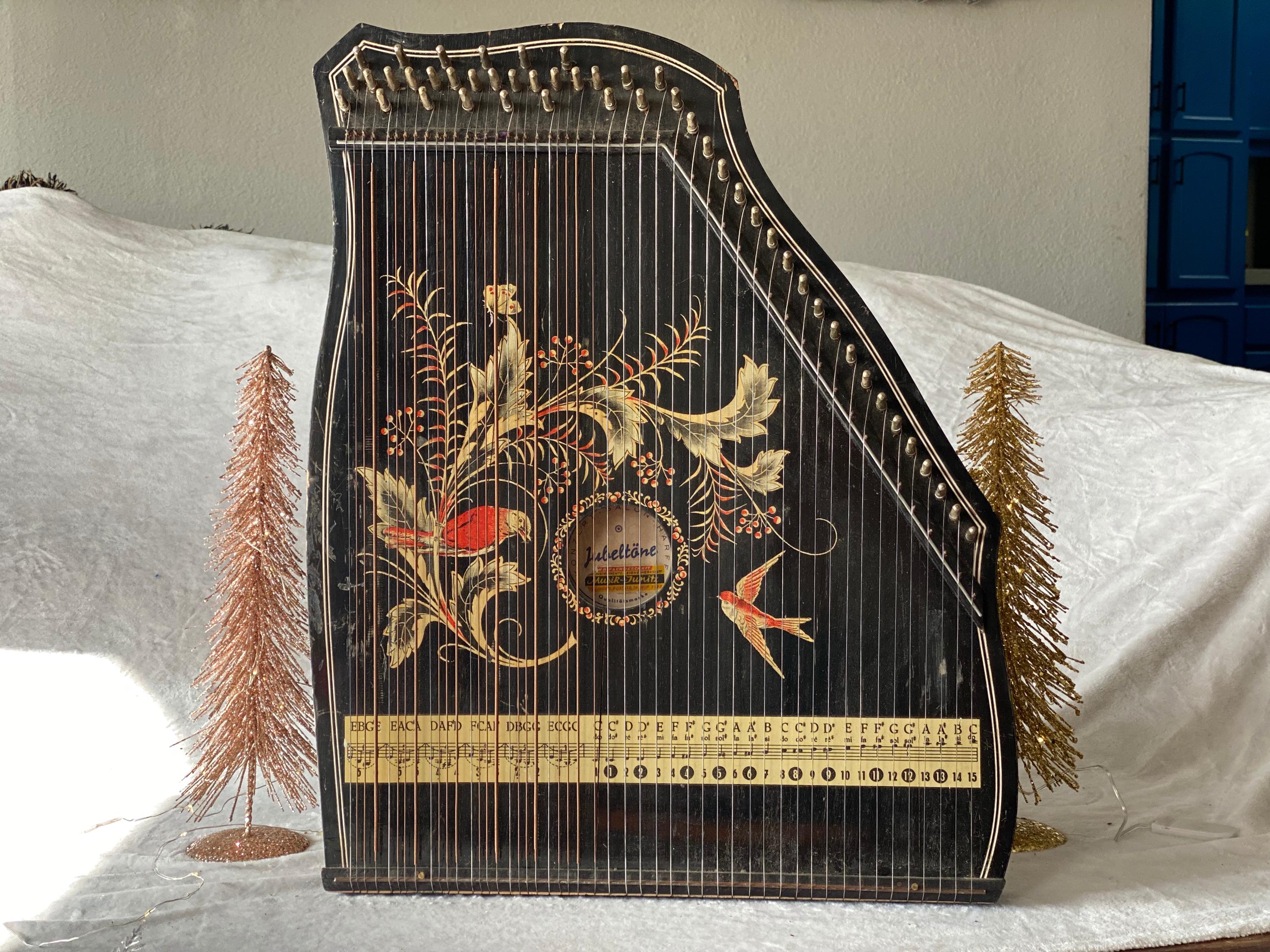 Vintage German Jubeltone Zither 49 String Musik Junitz Konzert