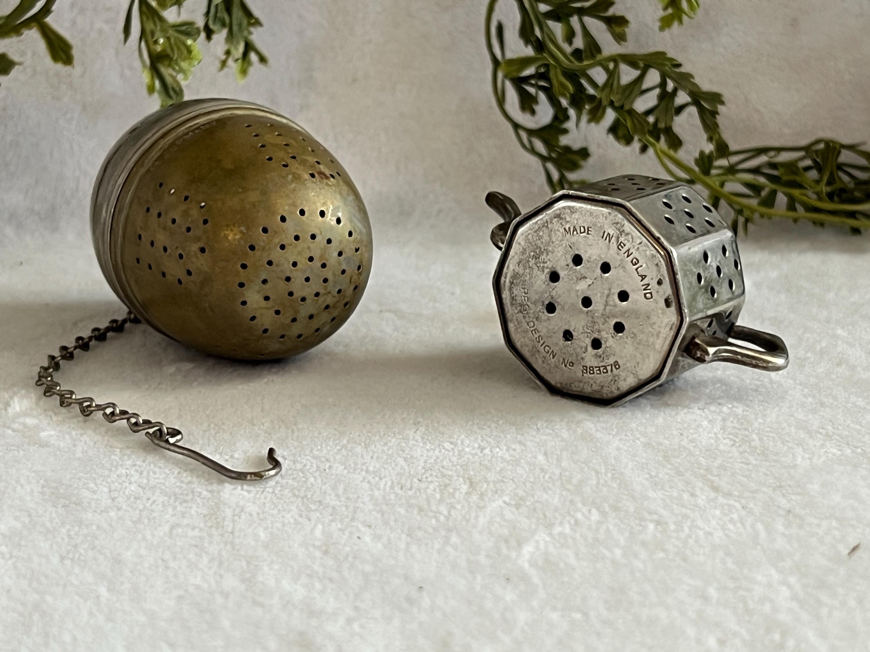 Vintage Tea Strainers Set of 2 Perforated Tea Infusers German Acorn Egg ...