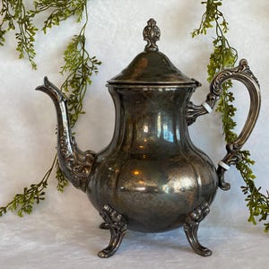 Vintage Ornate Silverplate Teapot Towle Silver Plate Tea Pot Metal Footed Tea Pot Tea Party Accessory Vintage Gift for Tea Lover Mom Grandma
