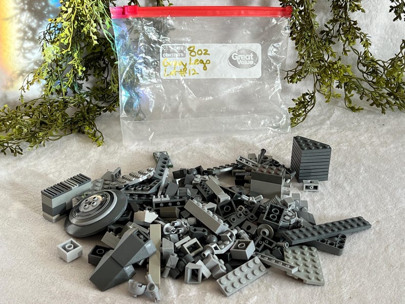 Gray Legos 1/2 Lb Assorted Lego & Compatible Bricks 8oz Building Block ...