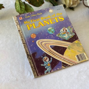 Vintage 1985 First Edition Little Golden Book My First Book of the Planets Illustrated Children&#39;s Science Book, Christmas Gift for Child - E