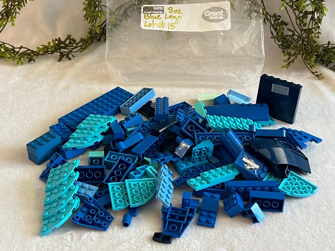 Blue Legos 1/2 Lb Assorted Lego & Compatible Bricks 8oz Building Block ...