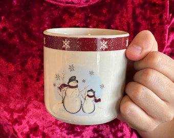 Vintage sneeuwpop cacaomok 8oz koninklijke seizoen steengoed koffiekopje sneeuwvlok mok sneeuwpop decor kerstmok vakantie tafel kerstcadeau kind