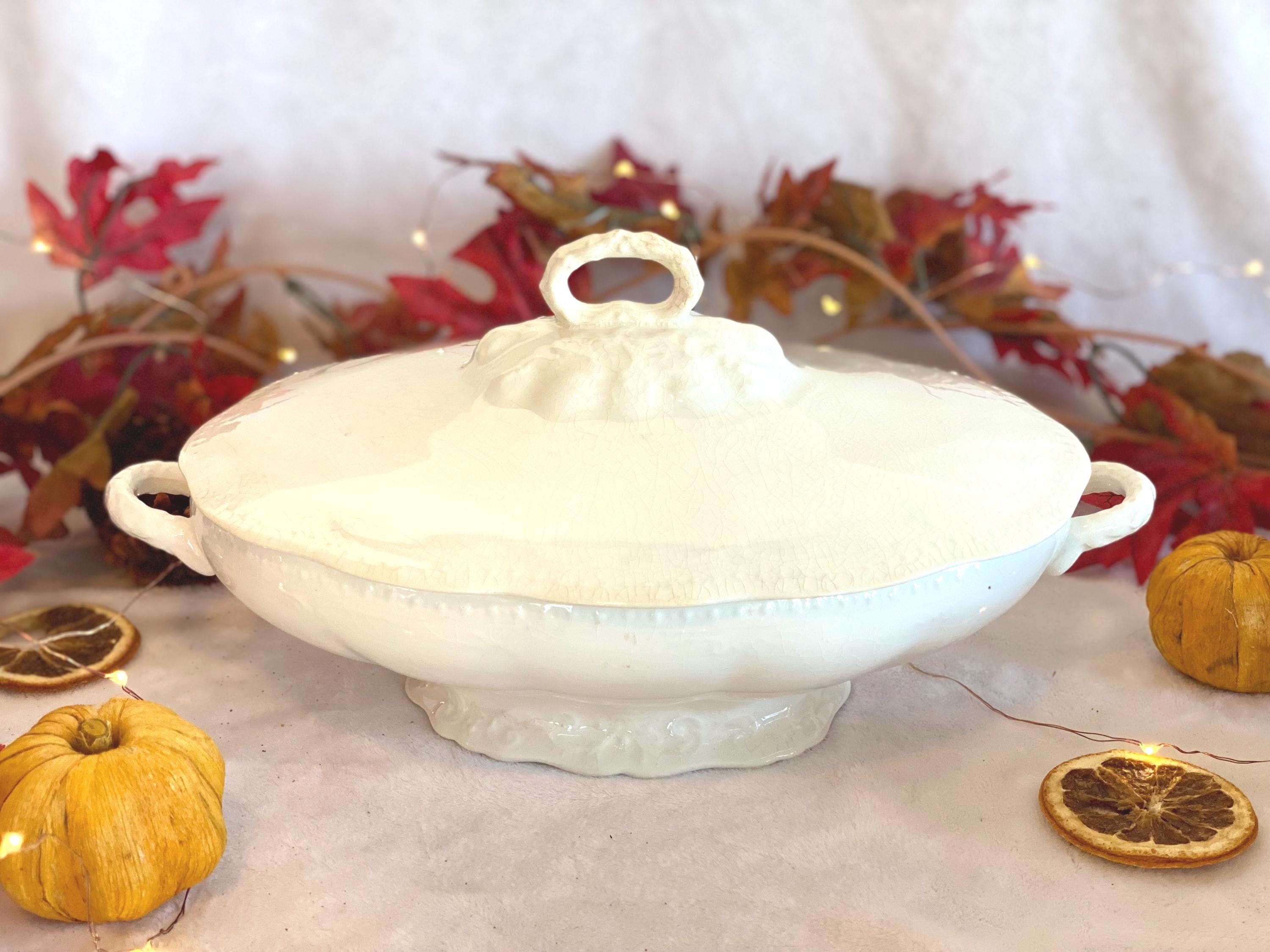 1916 Antique Vitreous Edwin Knowles Covered Vegetable Dish Vintage
