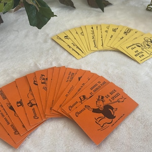 Vintage 1965 Monopoly Chance & Community Chest Cards Gioco da tavolo vintage Gioco da tavolo anni '60 Pezzi di ricambio Regalo vintage Giocattolo per amanti dei giochi