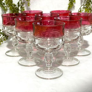 ヴィンテージ ルビーレッド コーディアル グラス キングス クラウン サムプリント ミニチュア ゴブレット クランベリーレッド フラッシュ グラス 記念日 新築祝い ギフト 1個