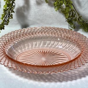 1930s Vintage Pink Depression Glass Serving Bowl Anchor Hocking Glass Bowl Miss America Pattern Vintage Serving Dish Clear Pink Hostess Gift