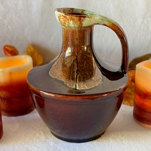 Vintage Pfaltzgraff Pitcher Glazed Brown Green Stoneware Vintage Ceramic Jug Vintage Crockery Vintage Farmhouse Vintage Christmas Gift