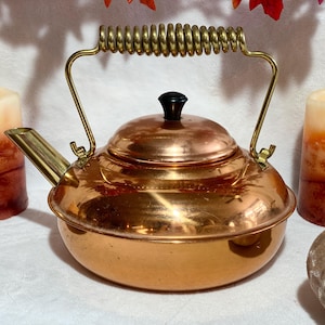 Vintage Copper Plated Tea Kettle Vintage Copper Teapot Brass Vintage Home Decor Copper Kitchen Decor Small Teapot Vintage Housewarming Gift