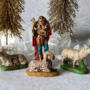 Vintage 1950&#39;s Christmas Nativity Set Shepherd & Sheep Fontanini Italy Nativity Scene West Germany China Christmas Decor Vintage Nativity
