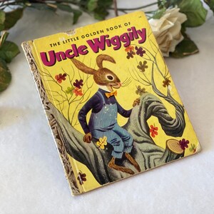 Vintage 1953 First Edition Little Golden Book of Uncle Wiggily Illustrated Children&#39;s Book Howard Garis, Christmas Gift for Son Child - E