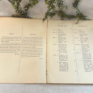 May include: Open vintage book with aged, cream-colored pages. The book is open to two facing pages with text in English and Italian. The pages have a worn appearance, suggesting age. The book is likely a music theory or instructional manual.