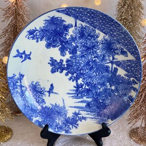 1900s Antique Japanese Meiji Porcelain Plate Imari Ware Sometsuke Charger Japanese Home Decor Decorative Plate Asian Decor Christmas Gift