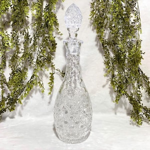 Large Vintage Lead Crystal Decanter with Stopper Mouth Blown Hand Cut Crystal Decor Vintage Glass Decanter Ornate Vintage Crystal Serveware
