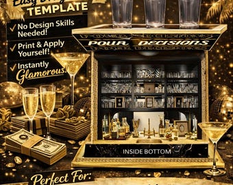 Szablon opakowania na mini bar Black Luxe, czarny marmur, edytowalny na Canva, do pobrania w wersji cyfrowej) DIY