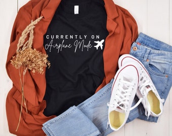 Airplane Mode Long Sleeve T-Shirt Unisex Travel T-Shirt Vacation Shirt Pilot Wife