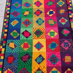 Bright Coloured Handmade Patchwork Quilt, Professionally Machine ...